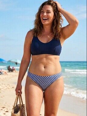 Speedo Cobalt Blue and White Checkered Bikini Bottoms Large New